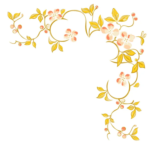 Wzór Kwiatowy Ozdobny Rogu Białym Tle Kwiat Roślin Elementów Projektowania — Wektor stockowy