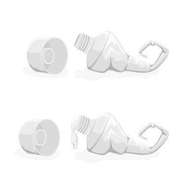 Kapak ve beyaz arka plan üzerinde illüstrasyon izole diş macunu ile boş kullanılan tüp kümesi.