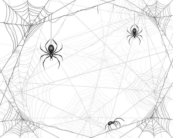 Fundo Halloween Com Aranhas Teias Aranha Ilustração —  Vetores de Stock