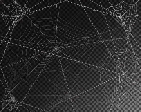 Fond Transparent Noir Pour Halloween Avec Toiles Araignée Illustration — Image vectorielle