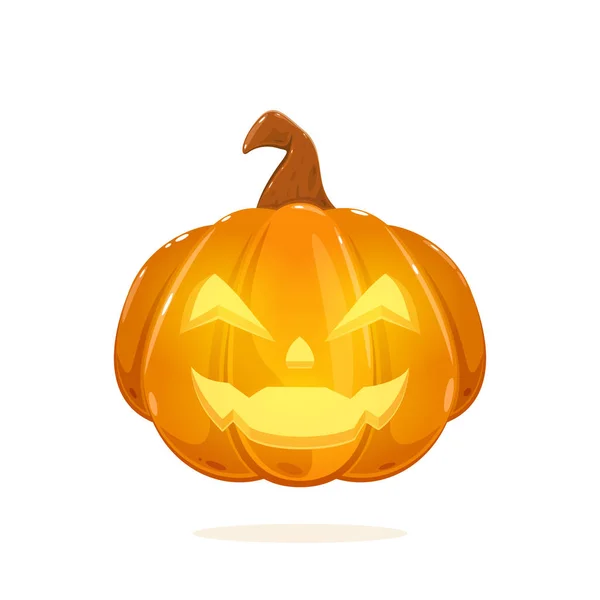 Calabaza Brillante Para Halloween Con Sonrisa Aislada Sobre Fondo Blanco — Vector de stock