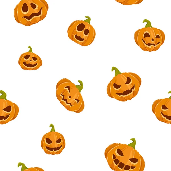 Sfondo Senza Cuciture Con Lanterne Zucca Halloween Con Sorriso Sul — Vettoriale Stock