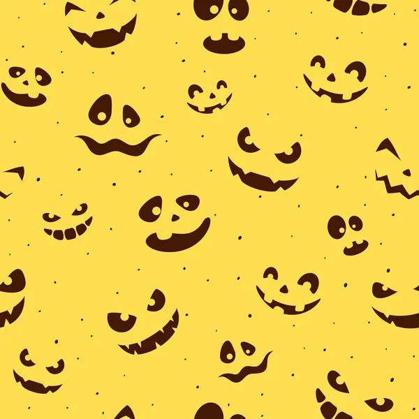 Fond Sans Couture Avec Des Expressions Faciales Pour Halloween Avec — Image vectorielle