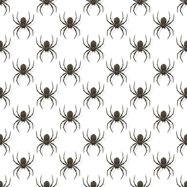 Bezešvé Pozadí Černým Strašidelné Pavouky Pro Halloween Izolovaných Bílém Pozadí — Stockový vektor