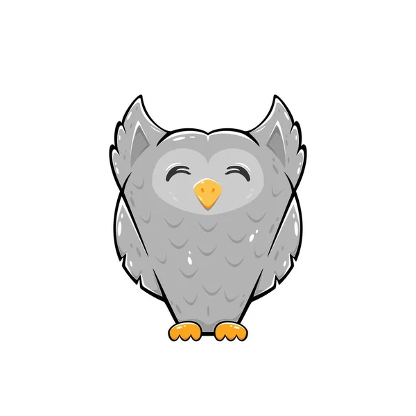 Icon Happy Owl Isolated White Background Illustration — Stock Vector
