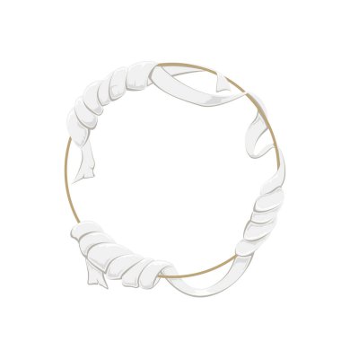 Beyaz arka plan üzerinde illüstrasyon izole kurdele ile yuvarlak afiş.