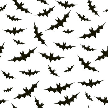 Uçan yarasalar, resimde siyah Cadılar Bayramı için seamless modeli.