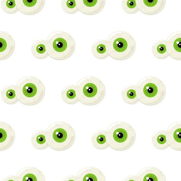 Nahtloser Halloween Hintergrund Mit Grünen Augen Auf Weißem Hintergrund Illustration — Stockvektor