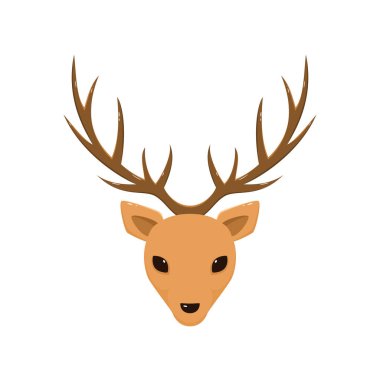 Ren geyiği geyik boynuzu beyaz arka plan üzerinde illüstrasyon izole kafayla.