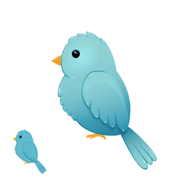 Blauwe Vogel Geïsoleerd Een Witte Achtergrond Illustratie — Stockvector