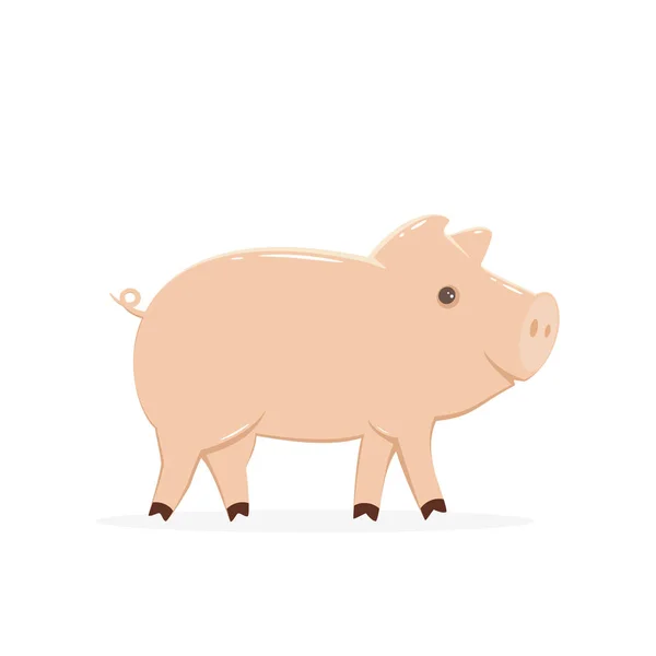 Little Pink Pig Isolated White Background Illustration — Stock Vector