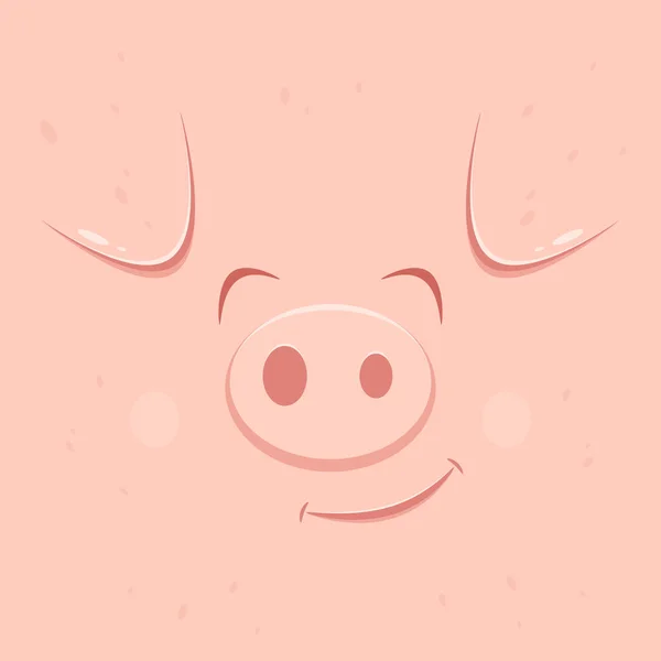 Ano Novo Cartão Rosa Com Porco Sorridente Bonito Ilustração —  Vetores de Stock