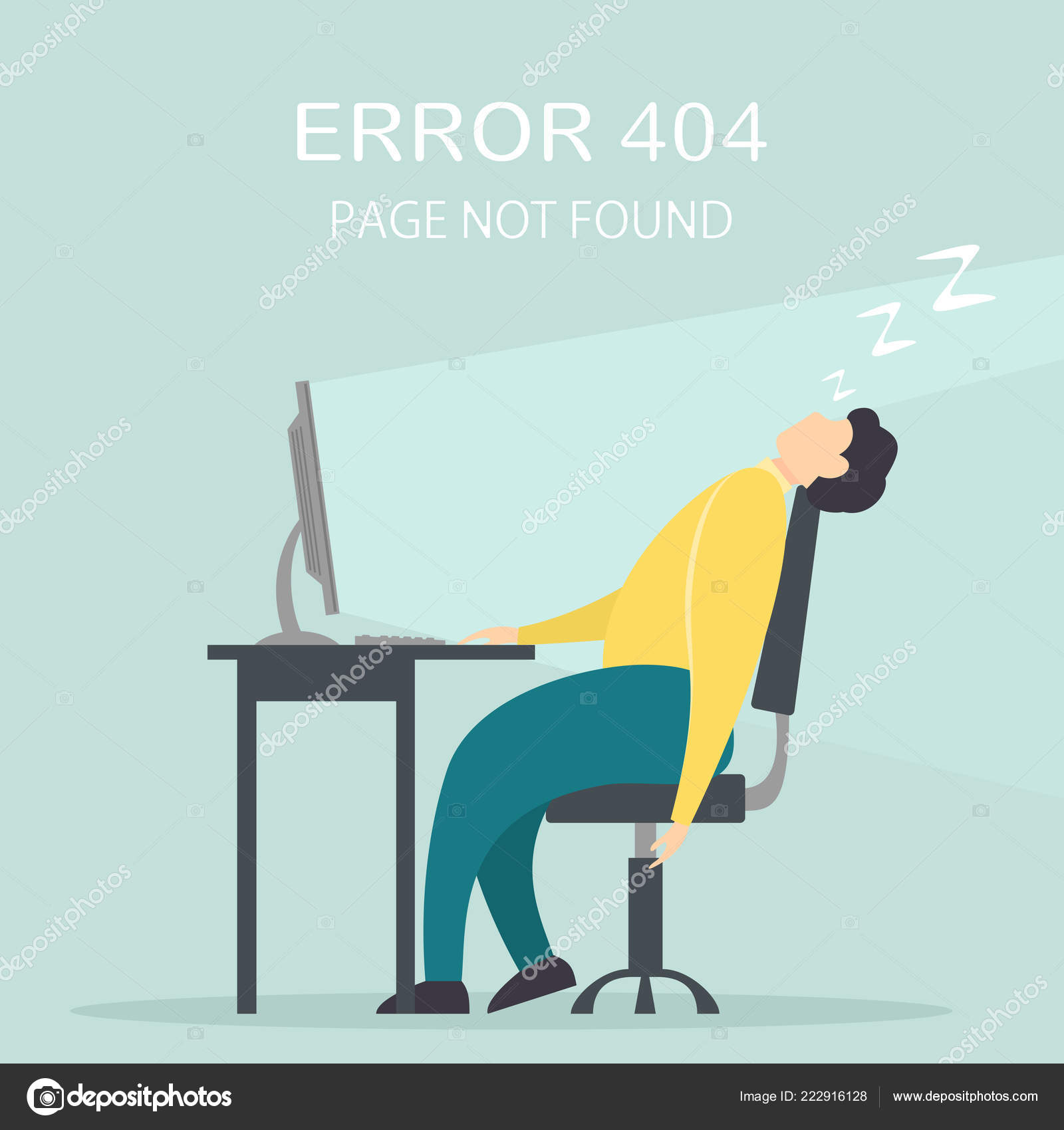 Человек Заснул Компьютером Рабочем Месте Ошибка Письма 404.