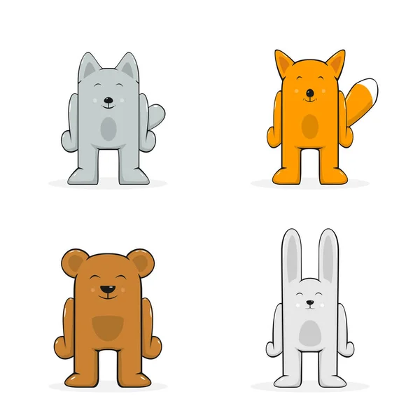 Conjunto Animales Silvestres Aislados Sobre Fondo Blanco Ilustración — Vector de stock