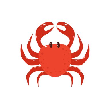 Beyaz arka plan üzerinde izole şirin yengeç. Kızıldeniz hayvan, illüstrasyon karikatür simgesi.