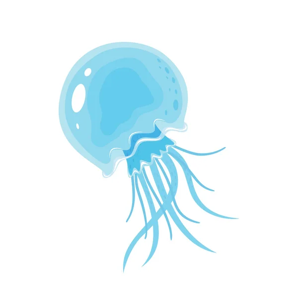 Medusas Azules Aisladas Sobre Fondo Blanco Ilustración — Vector de stock