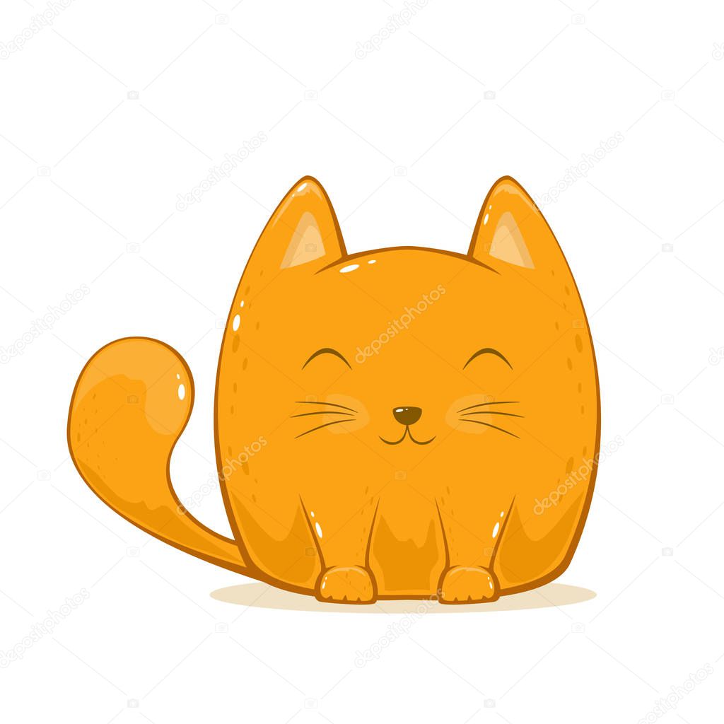 Cute Cat on White Background