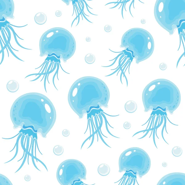 Bezešvé pozadí s modrou medúzu — Stockový vektor