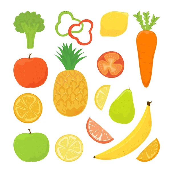 Набір фруктів і овочів — стоковий вектор