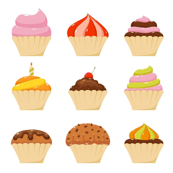 Set of Cupcakes — Stock Vector