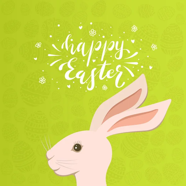 Paskalya tavşanı kafa yeşil zemin üzerine yumurtalı — Stok Vektör