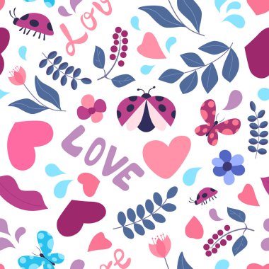 Kelebekler ve Ladybugs ile sorunsuz yaz arka plan