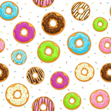Sırlı donuts ve renkli sprinkles ile sorunsuz arka plan