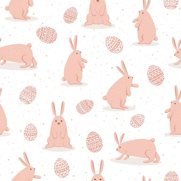 Bezešvé pozadí s růžové velikonočních králíků a vajec — Stockový vektor