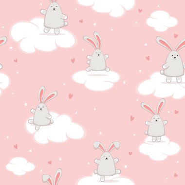 Paskalya tavşanı ve p Sevgililer kalpleri ile sorunsuz arka plan