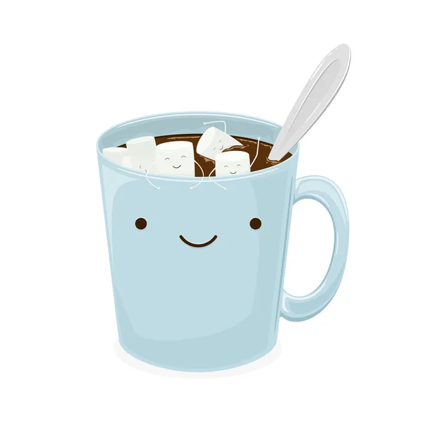 Marshmallow Floats in a Cup of Coffee — Stock Vector