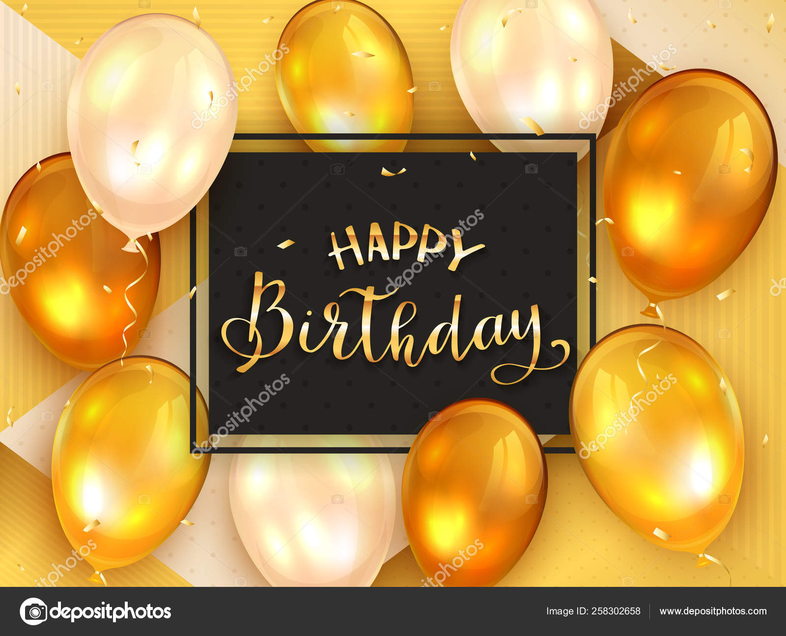 Golden Lettering Happy Birthday and Balloons on Gold Background Stock  Vector Image by ©losw #258302658