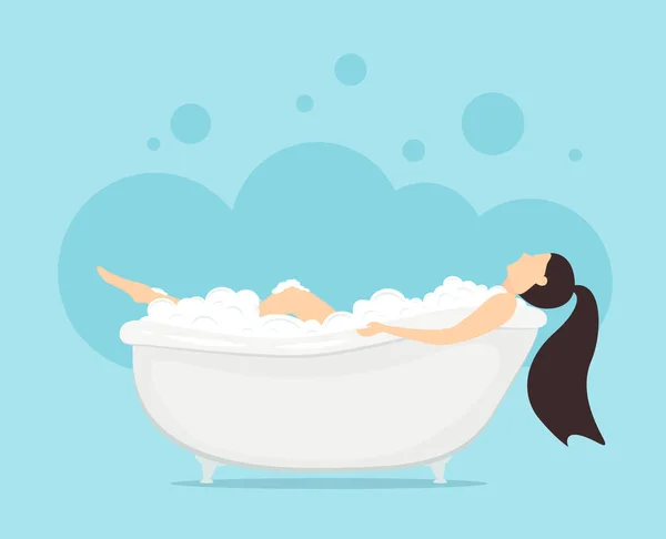 Woman in Bathtub — Stock Vector