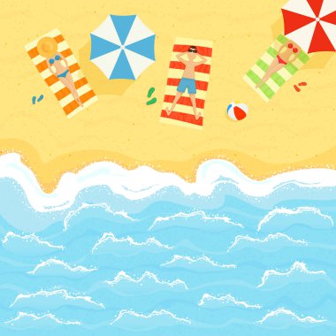 Yaz Sandy Beach ve Okyanus İnsanlar