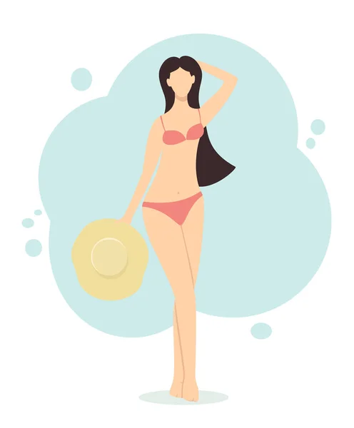Schönes Mädchen im Badeanzug — Stockvektor