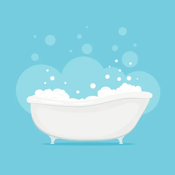 Baignoire dans la salle de bain bleue — Image vectorielle