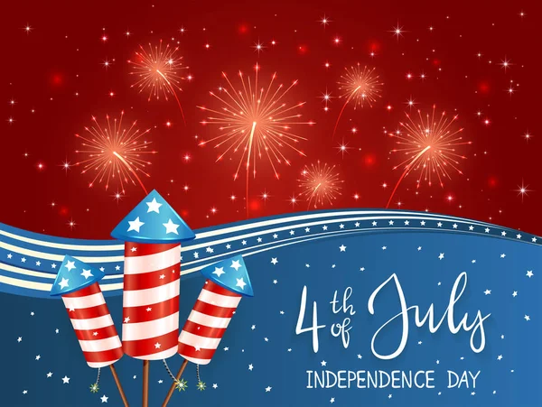Independence day background with fireworks — Stock Vector