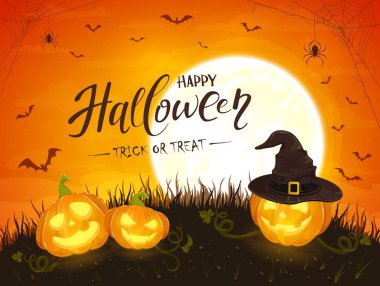 Ay Arka Planda Kabaklar ile Mutlu Cadılar Bayramı