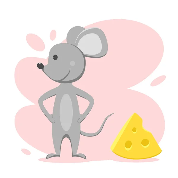 Mouse and Cheese — Stock Vector