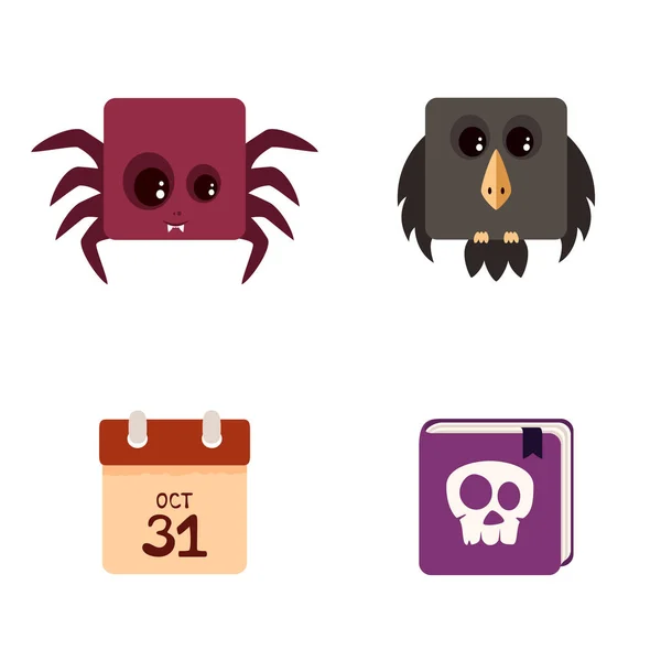 Set of Halloween Icons on White Background — Stock Vector