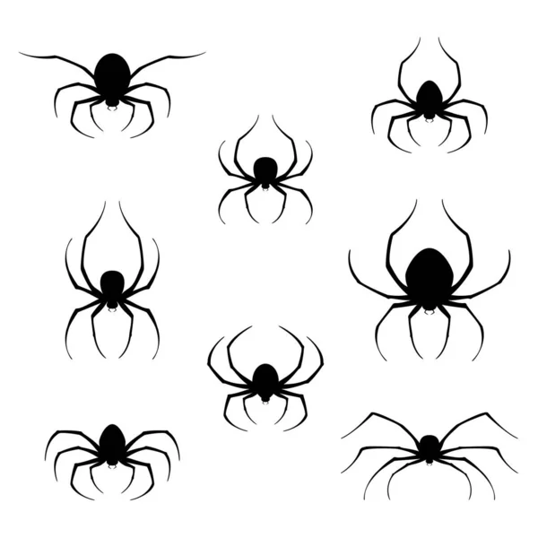 흰 배경에 있는 검은 거미 — 스톡 벡터