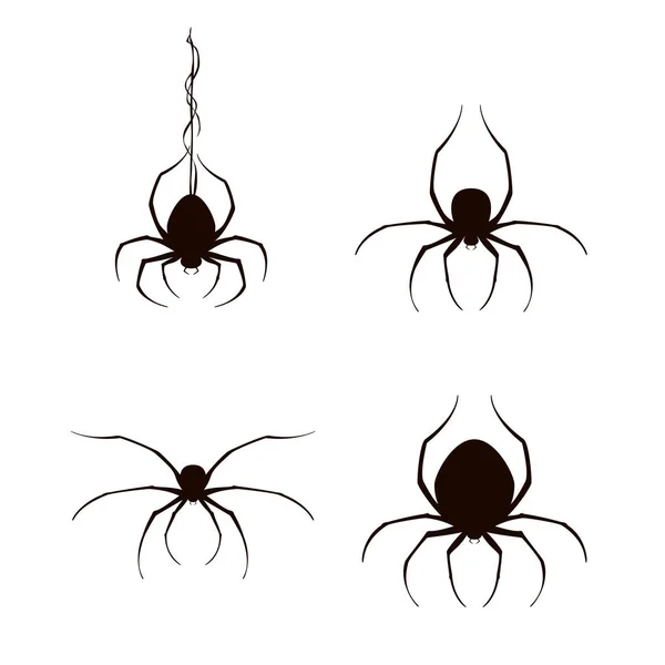 할로윈을 위한 검은 거미들의 세트 — 스톡 벡터