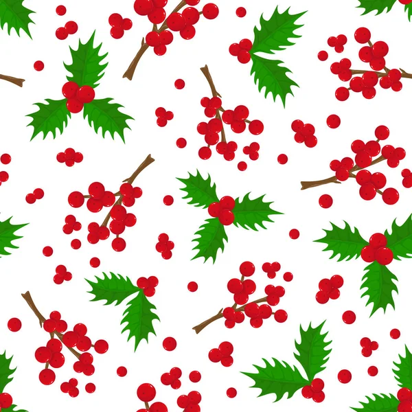 Seamless Christmas Background with Berries — Stock Vector