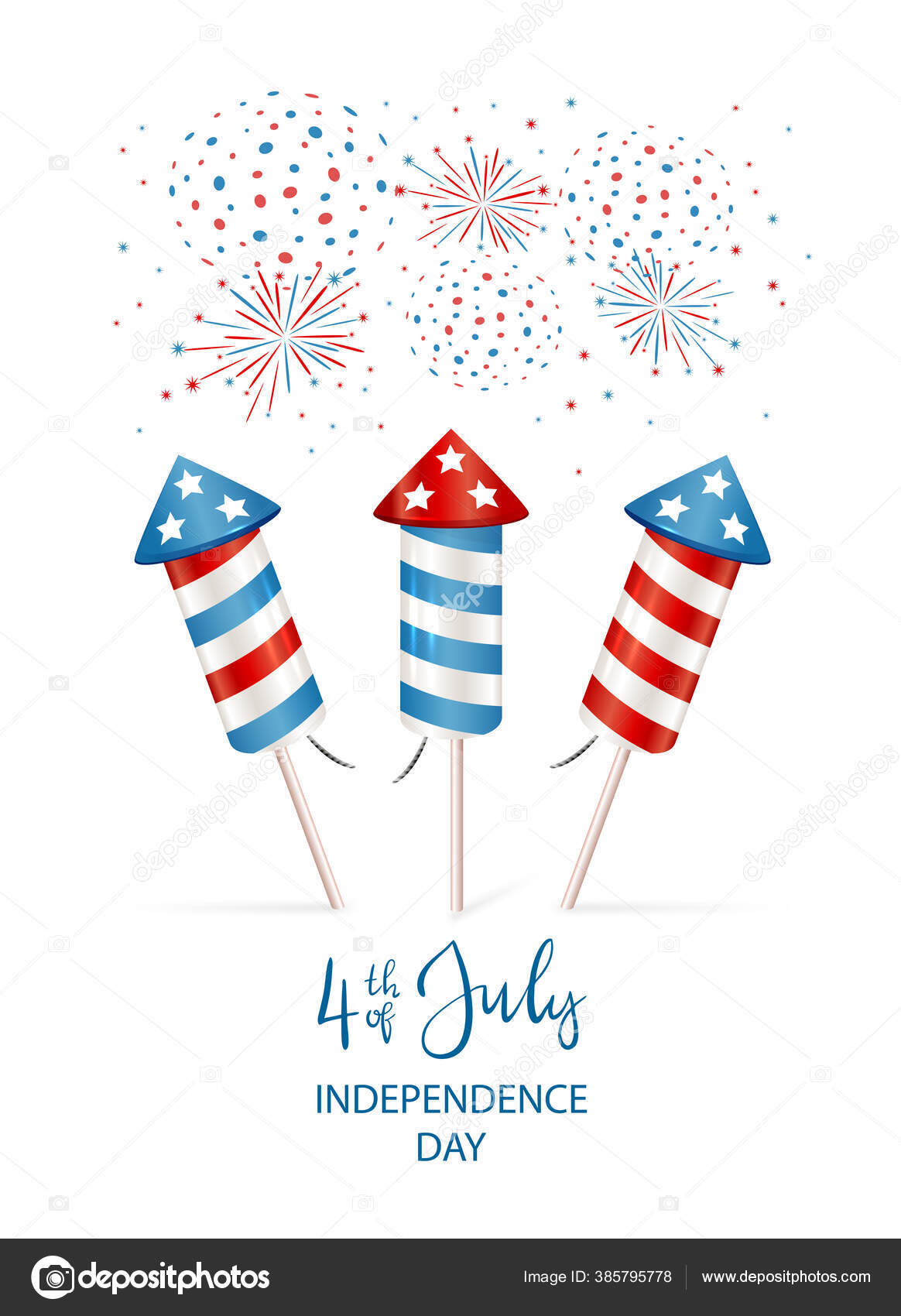 Text 4Th July Firework Rocket Independence Day Set Fireworks Isolated Stock  Vector by ©losw 385795778, image size:1164x1700