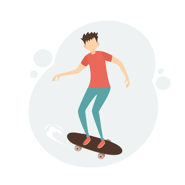 Молодой Человек Скейтборде Парень Катается Скейте Концепция Спорта Физической Активности — стоковый вектор