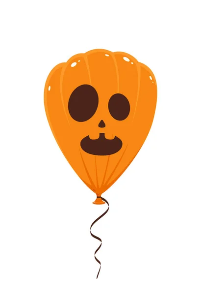 Globo Naranja Con Sonrisa Aterradora Aislada Sobre Fondo Blanco Decoración — Vector de stock