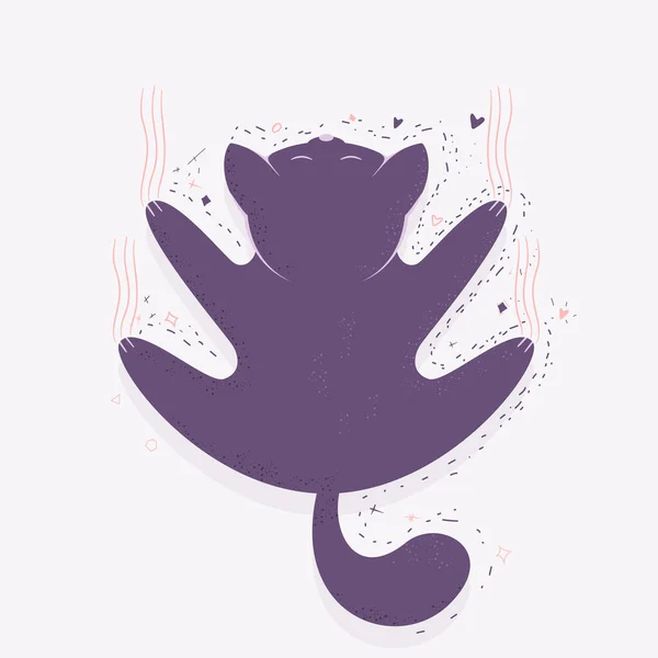 Милий Кіт Білому Тлі Фіолетовий Кошеня Ковзає Стіні Або Завісі — стоковий вектор