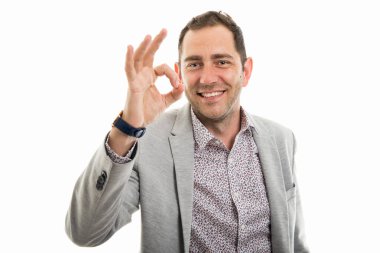 Ok hareket izole beyaz arka plan üzerinde gösterilen iş adamı portresi