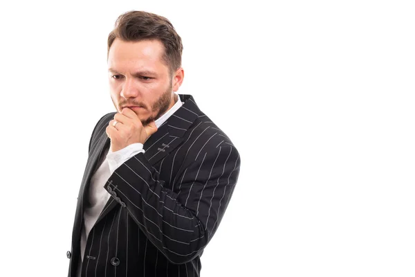 Retrato Del Hombre Negocios Mostrando Gesto Pensamiento Aislado Sobre Fondo —  Fotos de Stock