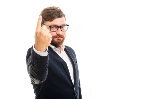 Portret Van Zakenman Nummer Één Tonen Met Vinger Geïsoleerd Een — Stockfoto