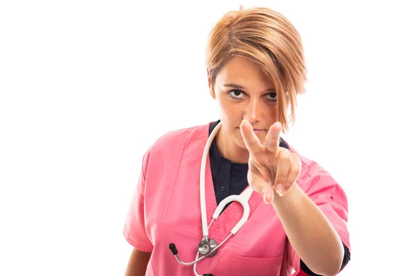 Retrato Del Veterinario Femenino Que Usa Exfoliante Rosa Que Muestra —  Fotos de Stock